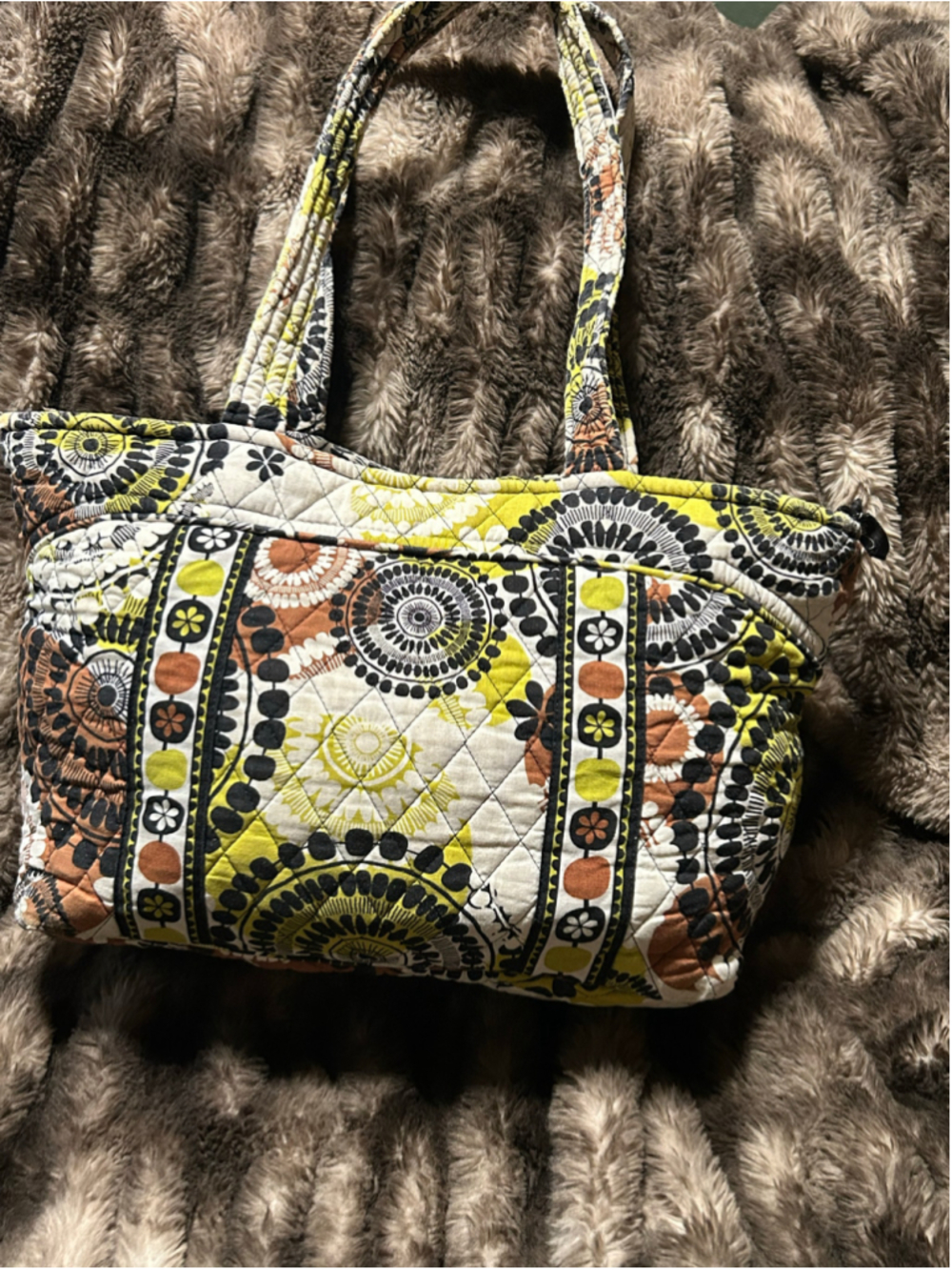 Women's Vera Bradley Quilted Tote Bag One Size Green Black